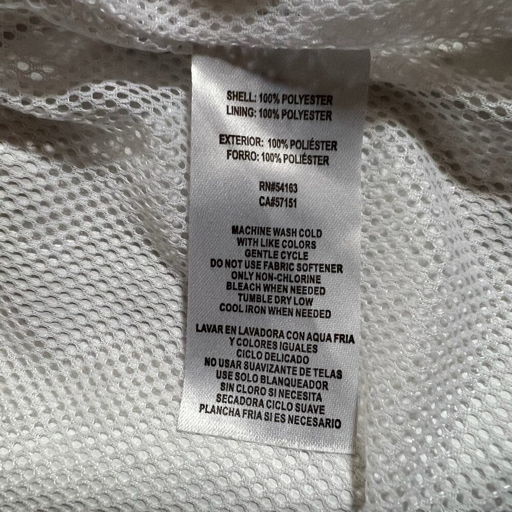 Tommy Hilfiger Rain Jacket Womens XL White Hooded Windbreaker Logo Tape Zip Coat - Picture 10 of 11